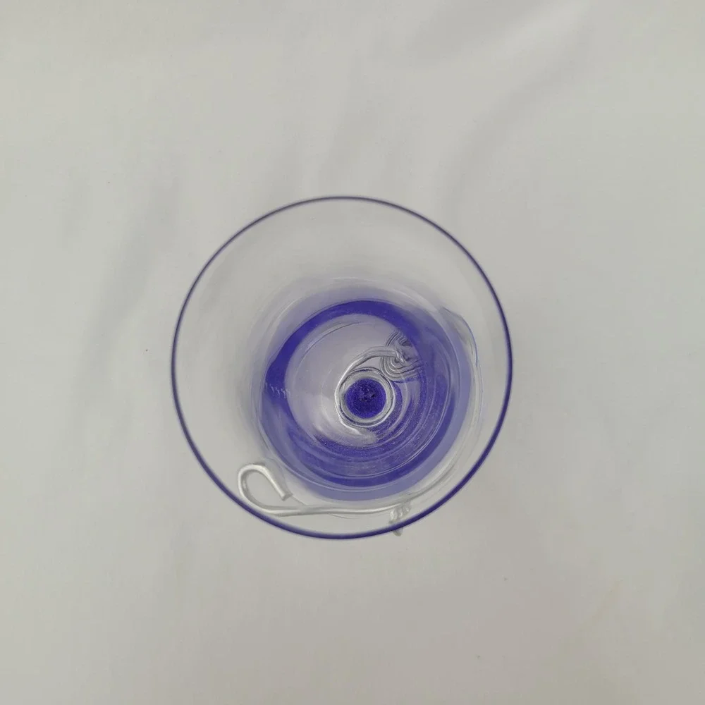 Art Glass Vase Cobalt Blue Twisted Stem Silver Wire Wrap Spiral